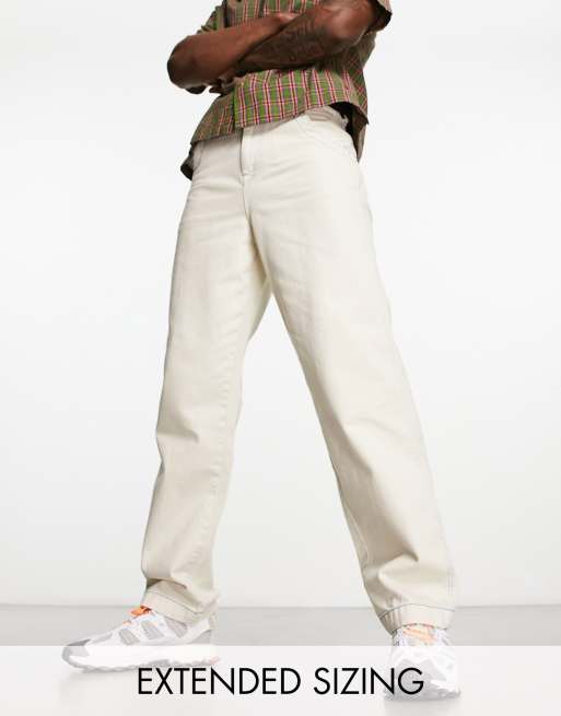 ASOS DESIGN baggy jeans with blue contrast stitching in ecru 
