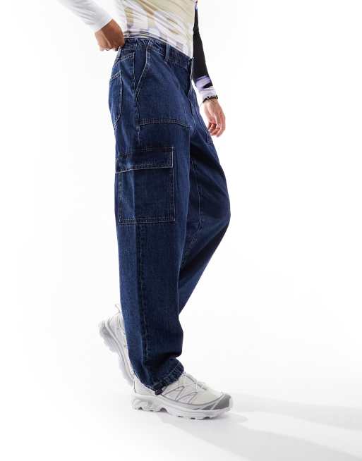 Shop Blue 5 Pocket Baggy Pant Denim Online 