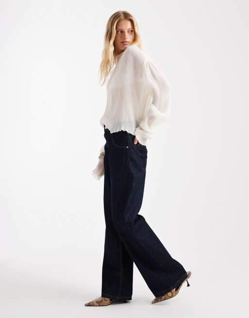 ASOS DESIGN baggy jeans with cinch back in raw denim wash