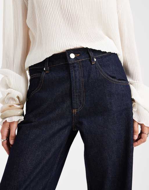ASOS DESIGN baggy jeans with cinch back in raw denim wash
