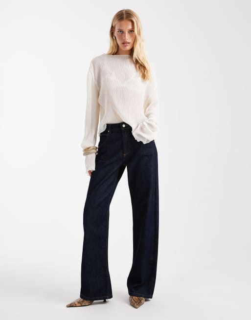 ASOS DESIGN baggy jeans with cinch back in rinse wash