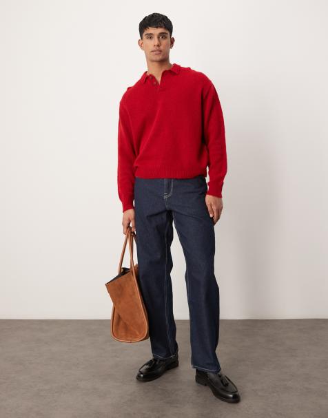 ASOS DESIGN baggy jeans with contrast stitch in indigo - view 1