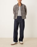 [ASOS DESIGN] ASOS DESIGN baggy jeans with elasticated waistband & internal drawcord in raw denim-Blue M Raw denim