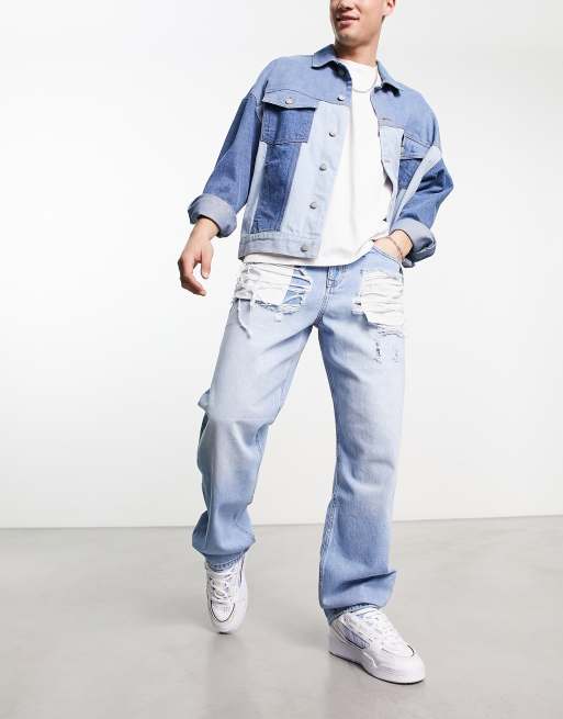 ASOS DESIGN baggy jeans with heavy rips in light wash | ASOS