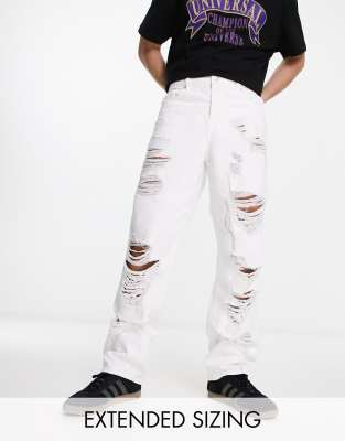 ASOS DESIGN ASOS DESIGN baggy jeans with heavy rips in white