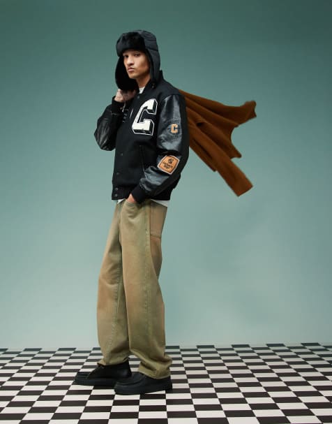 ASOS DESIGN baggy jeans with paint splatter in brown tint - view 1