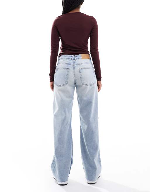 ASOS DESIGN baggy jeans with rips in vintage wash