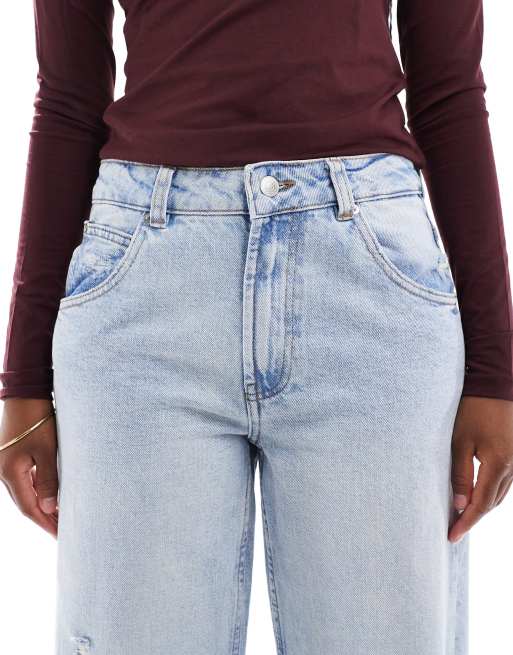 ASOS DESIGN baggy jeans with rips in vintage wash