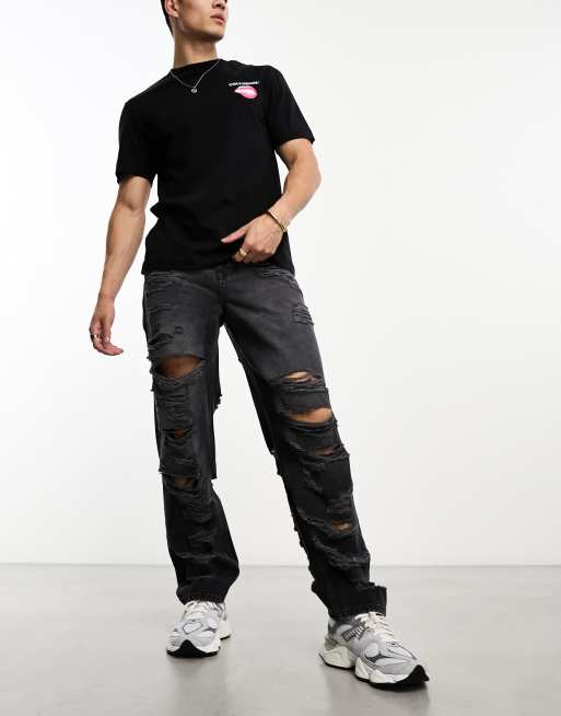 Asos black ripped outlet jeans