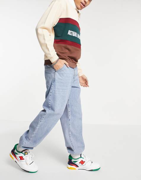 ASOS DESIGN baggy jogger jeans in tinted light wash with elasticated waist - view 1