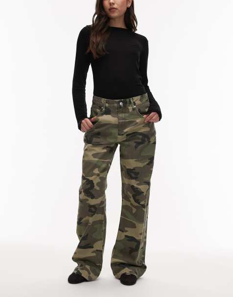 ASOS DESIGN - Baggy lavtaljede jeans med camouflage-print - view 1