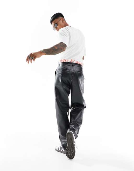 Baggy leather store trousers