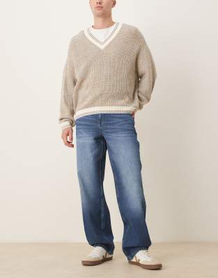 Asos Design Baggy Leg Jeans In Blue
