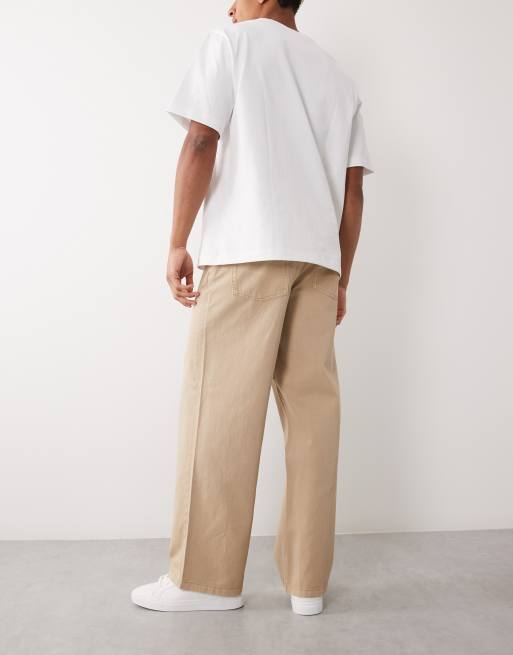ASOS DESIGN baggy lightweight jeans in beige, 3 of 5