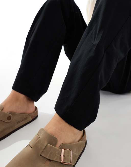 ASOS DESIGN baggy linen look pants in black