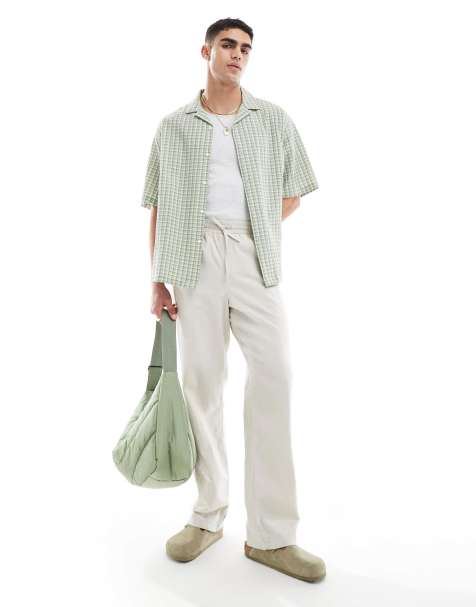 ASOS DESIGN baggy linen trouser with elasticated waist - view 1
