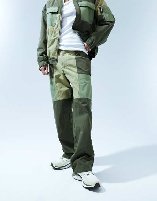 Plus Stone Contrast Panel Parachute Pant