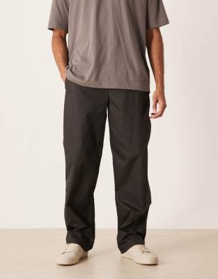 Asos Design Baggy Nylon Pants In Brown