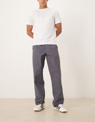 Asos Design Baggy Nylon Pants In Blue