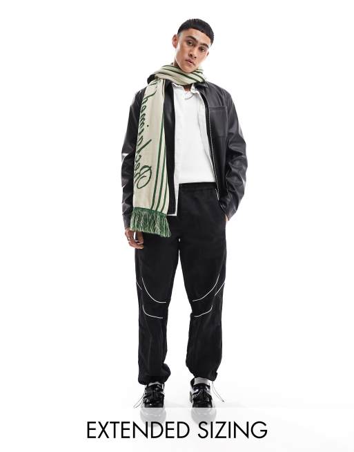 FhyzicsShops DESIGN baggy nylon track pants with contrast piping in black