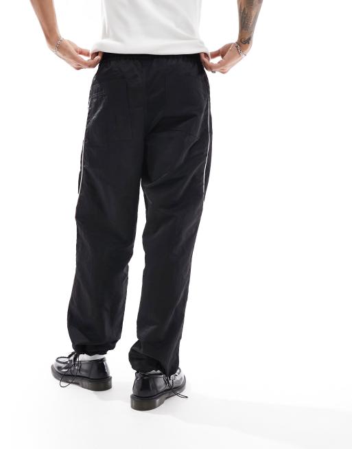 Black nylon hot sale track pants