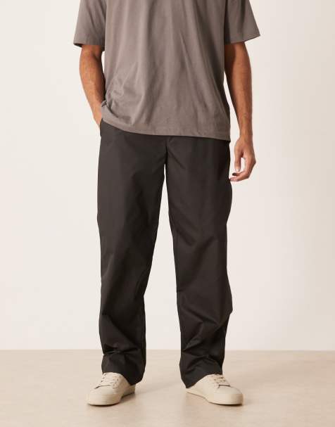 ASOS DESIGN baggy nylon trousers in black