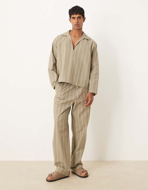 ASOS DESIGN baggy oversized pants in khaki - part of a set  