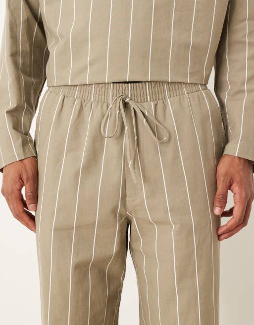 ASOS DESIGN co-ord baggy oversized trousers in khaki stripe