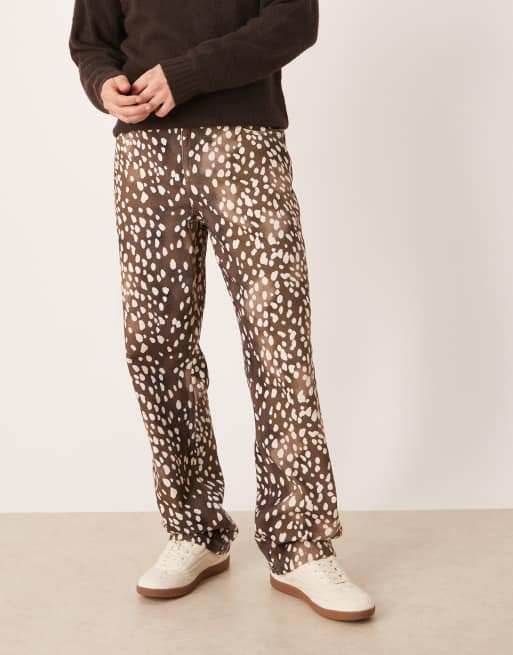 ASOS DESIGN baggy pants deer print in brown