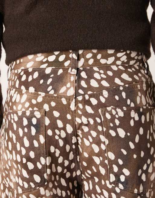 ASOS DESIGN baggy pants deer print in brown