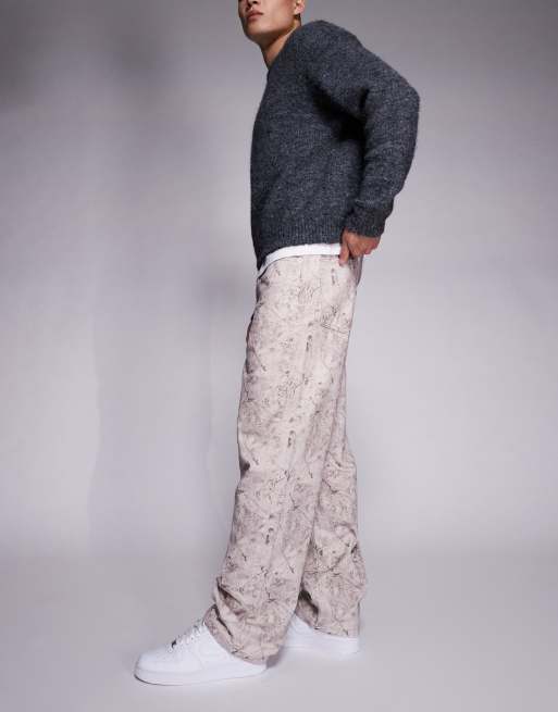 ASOS DESIGN baggy pants in all over print, 3 of 5