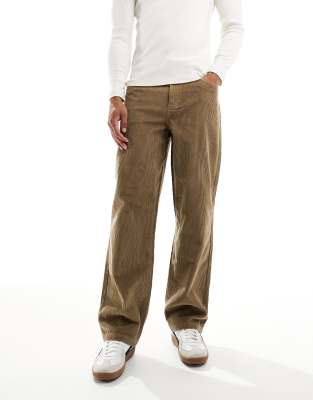 Asos Design Baggy Pants In Brown
