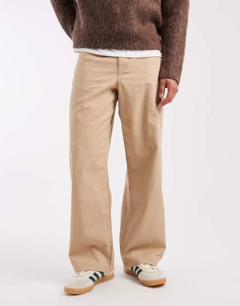 ASOS DESIGN baggy pants in beige with self-tie belt - view 1