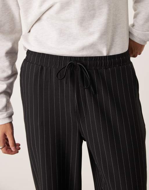 ASOS DESIGN baggy pants in black pinstripe (part of a set), 4 of 5