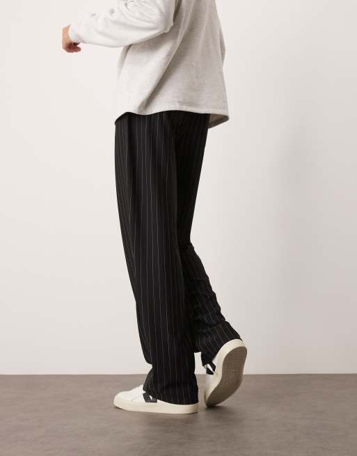 ASOS DESIGN baggy pants in black pinstripe (part of a set), 5 of 5