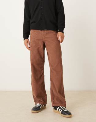 Asos Design Baggy Pants In Brown