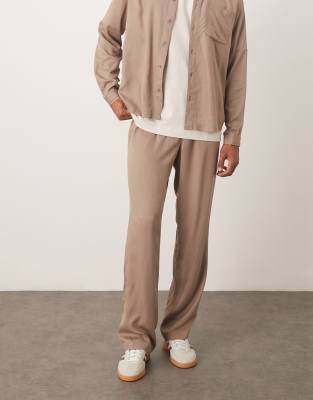 Asos Design Baggy Pants In Brown