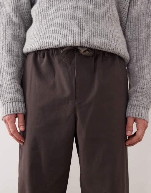 ASOS DESIGN baggy pants in brown with self tie, 5 of 5