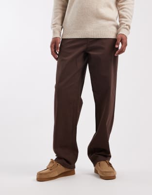 Asos Design Baggy Pants In Brown