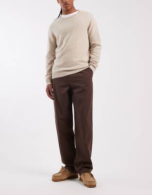 Asos Design Baggy Pants In Brown