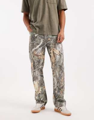 Asos Design Baggy Pants In Gray
