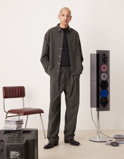 ASOS DESIGN baggy pants in charcoal - part of a set