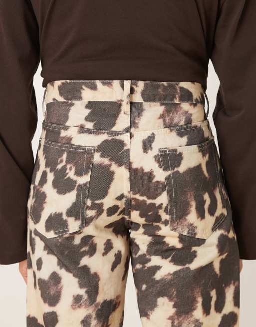 ASOS DESIGN baggy pants in cow print