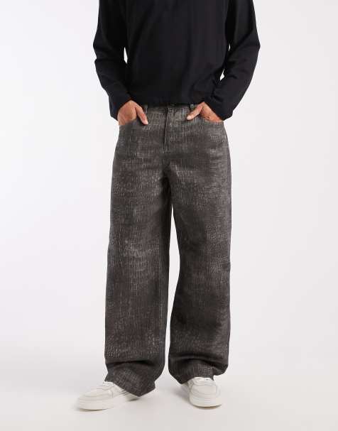 ASOS DESIGN baggy pants in croc print - view 1