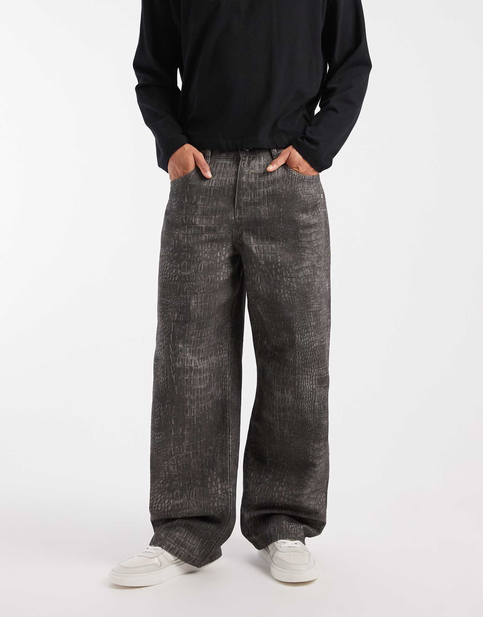 Дизайнерские мешковатые брюки ASOS с принтом крокодила