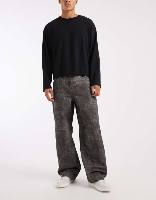 ASOS DESIGN baggy pants in croc print, 2 of 5
