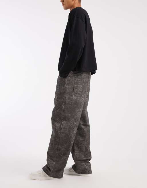 ASOS DESIGN baggy pants in croc print, 3 of 5