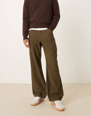 Asos Design Baggy Pants In Brown