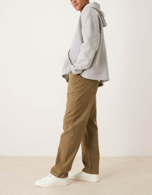 ASOS DESIGN baggy pants in khaki with pleats, 3 of 5