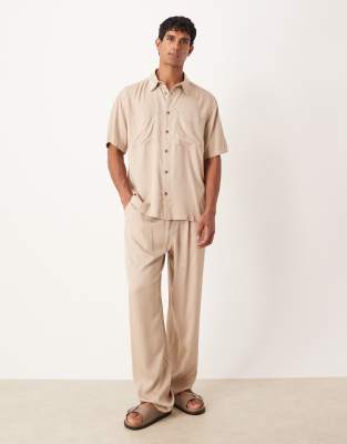 Asos Design Baggy Pants In Neutral